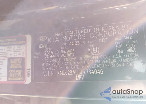 2020 Kia Soul S из США, поврежденный, VIN KNDJ23AU3L7734046